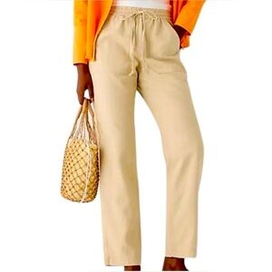 J. Crew Seaside Linen Blend Straight Leg Pant in Desert Sand size Large Tall